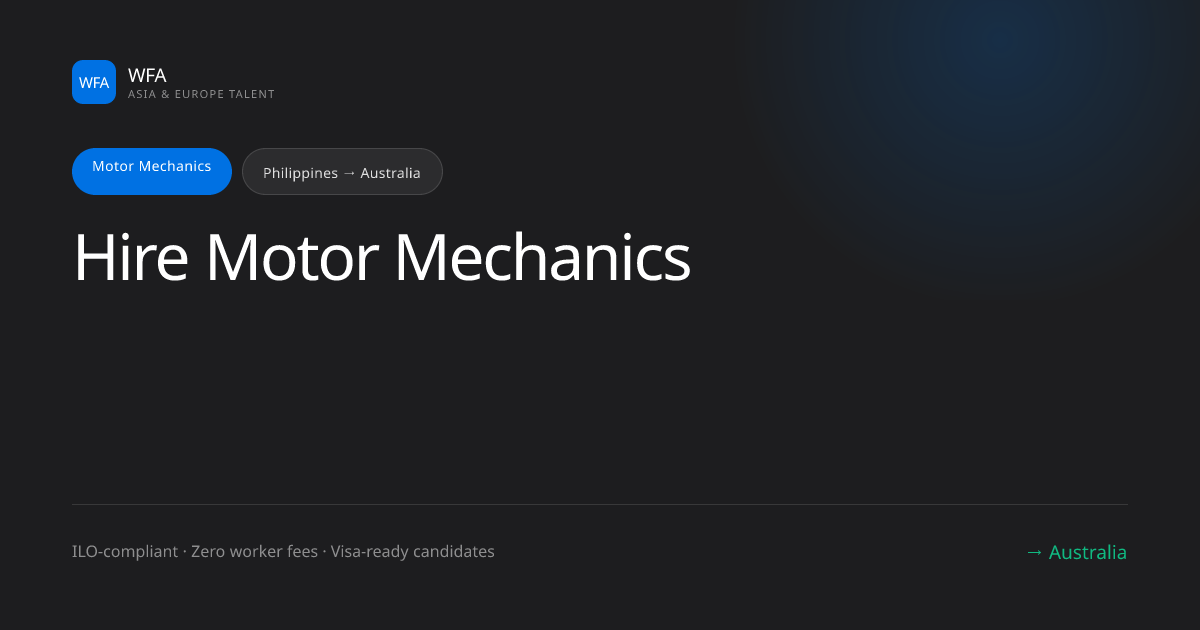 Hire Motor Mechanics from Philippines for Australia | WorkersFromAsia ...